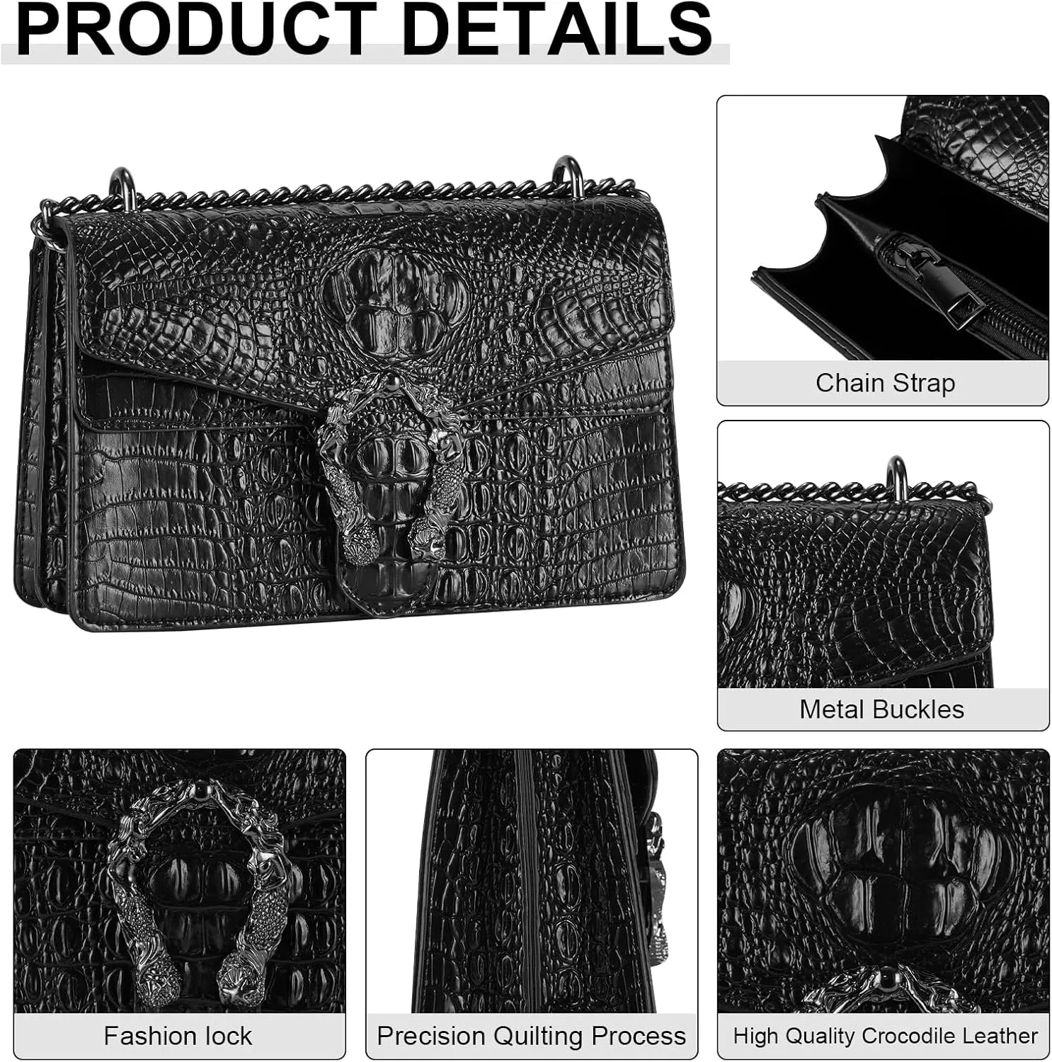 Aiqudou Crossbody Bag and Satchel Purse for Women - Fashion Snake Print Chain Purse Luxury PU Leather HandBag