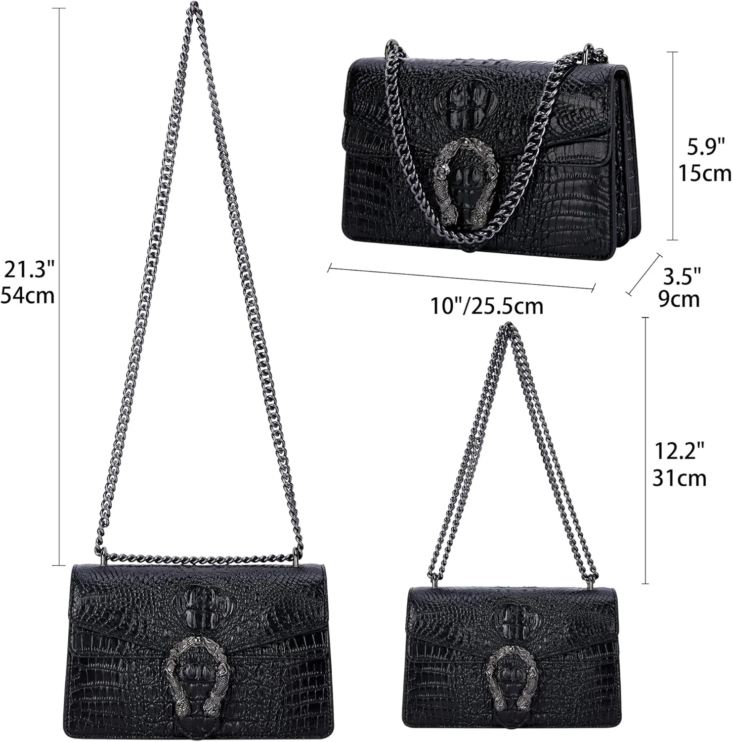 Aiqudou Crossbody Bag and Satchel Purse for Women - Fashion Snake Print Chain Purse Luxury PU Leather HandBag