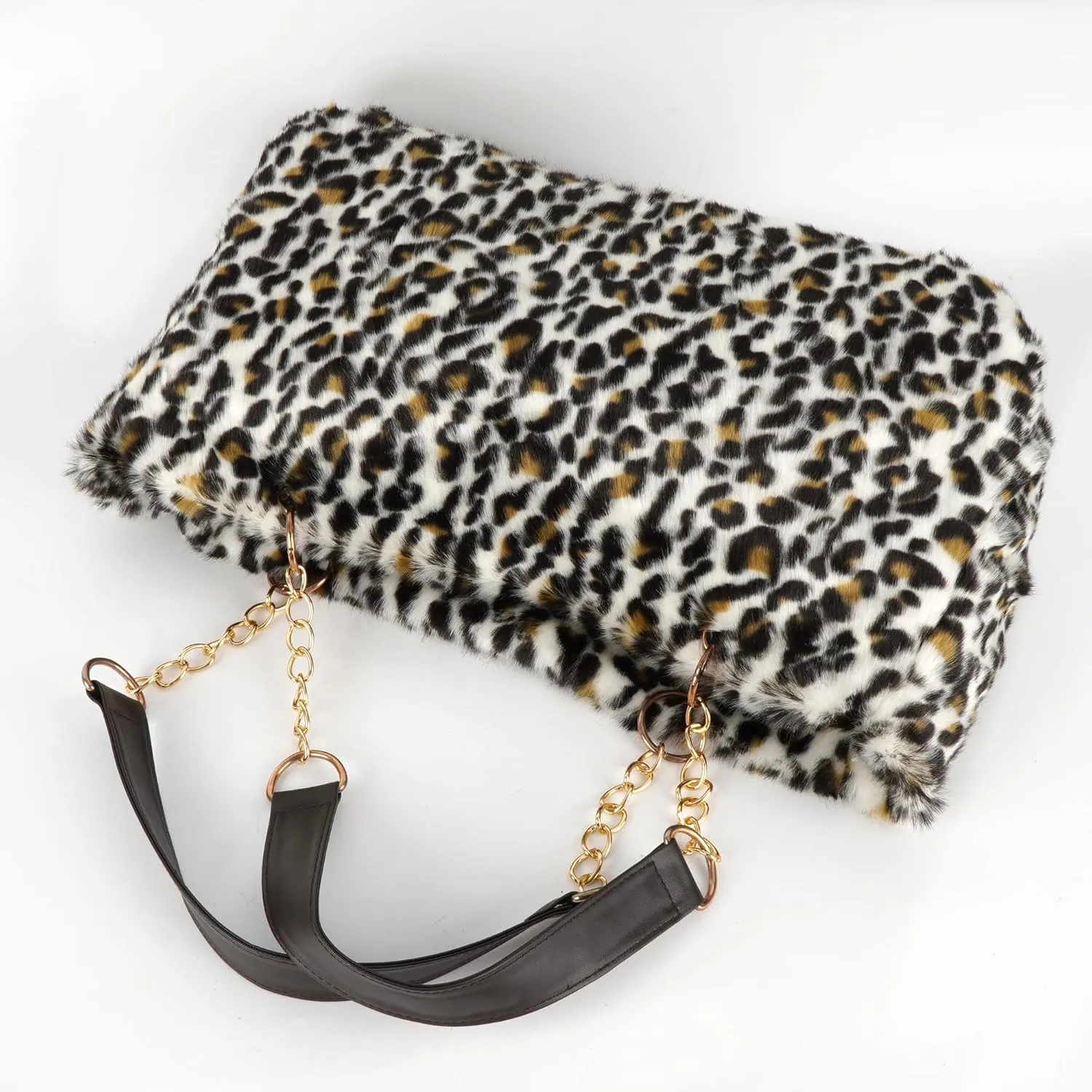 Aisa Choice Women's Faux Fur Tote Purse Furry Leopard Large Capacity Shoulder Bag Satchel Handbag …