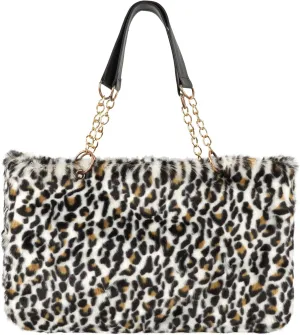 Aisa Choice Women's Faux Fur Tote Purse Furry Leopard Large Capacity Shoulder Bag Satchel Handbag …