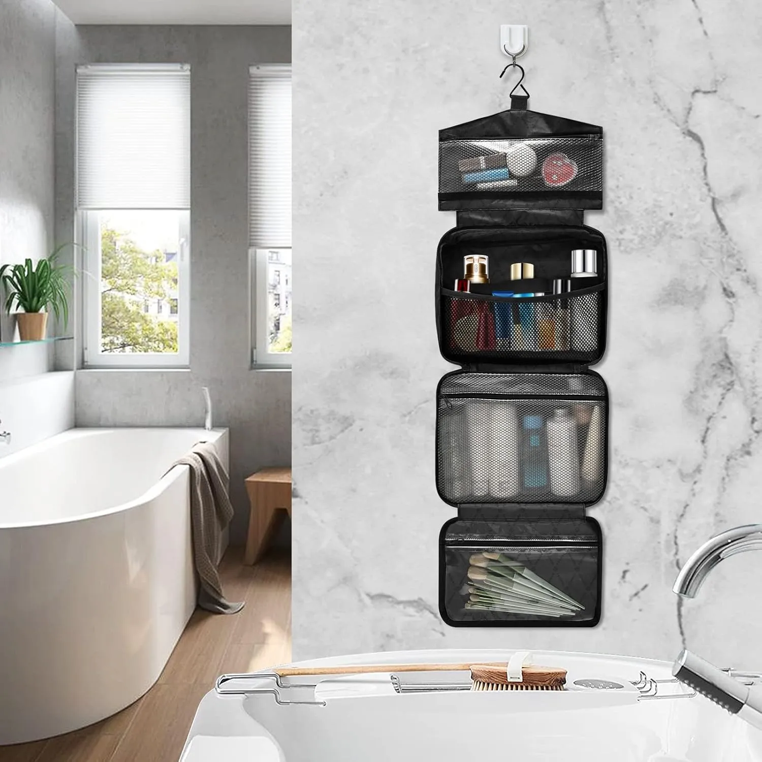 ALAZA Running Horses Toiletry Bag Travel Hanging Cosmetic Bag Portable Makeup Organizer for Women Men College Dorm Home Bathroom Business Trip
