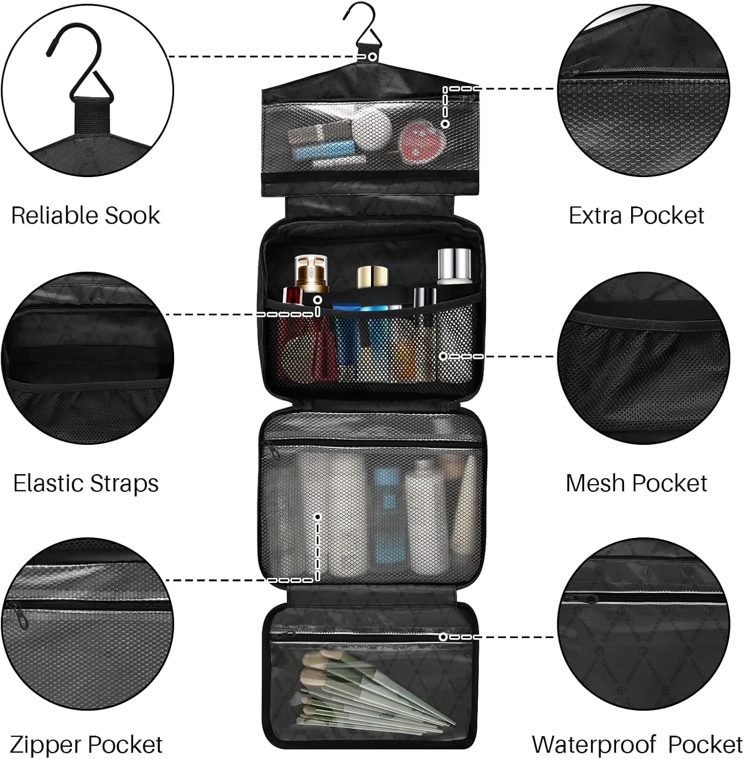 ALAZA Running Horses Toiletry Bag Travel Hanging Cosmetic Bag Portable Makeup Organizer for Women Men College Dorm Home Bathroom Business Trip