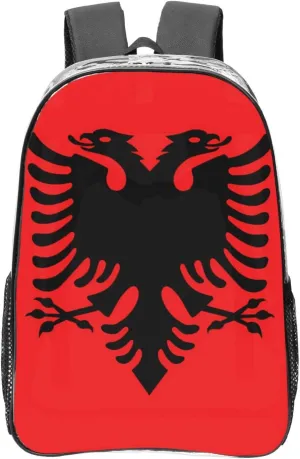Albanian Flag Transparent Backpack-16-Inch Pvc Clear Backpack With Side Pockets,Black
