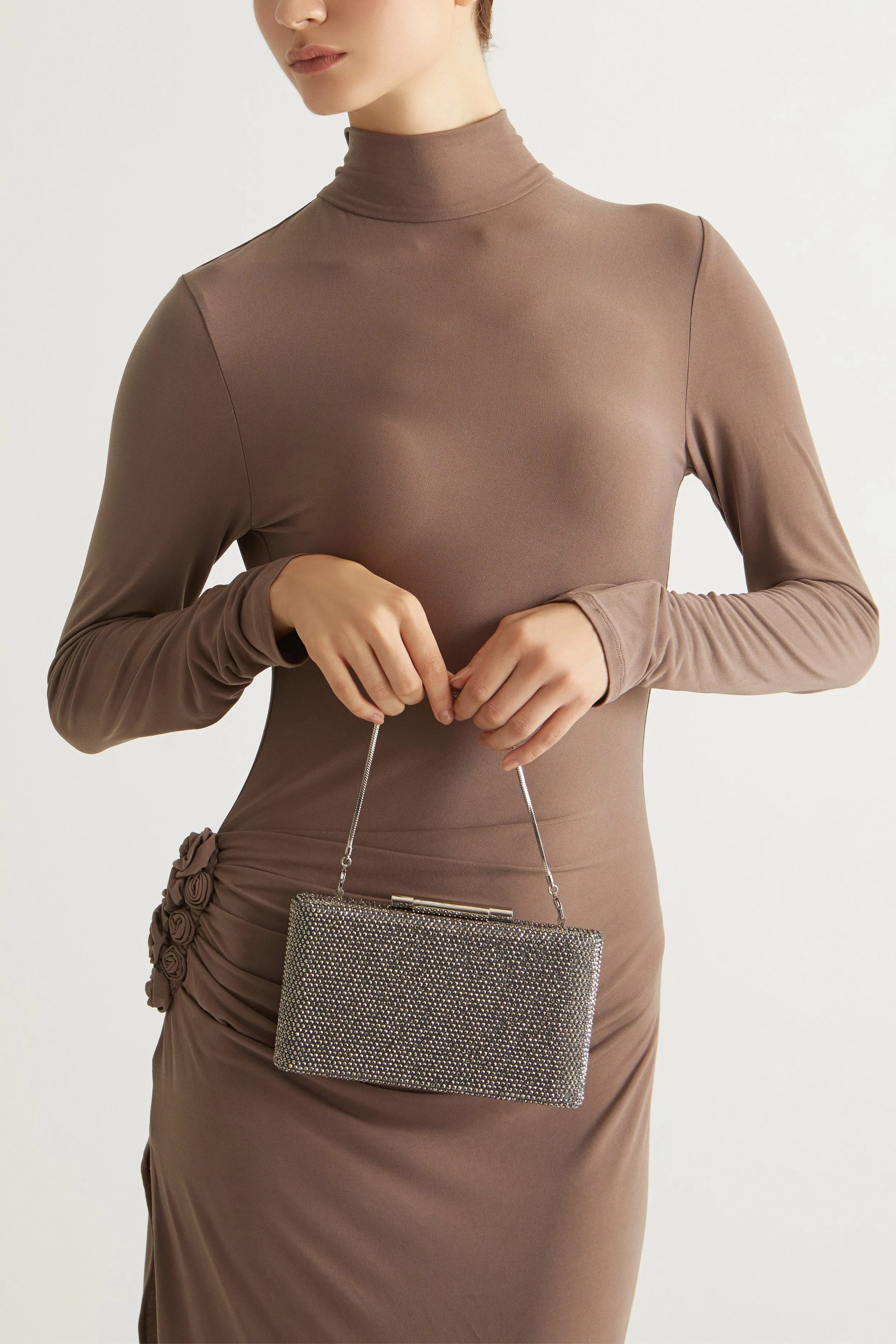 Alexa Crystal Clutch (Pewter)