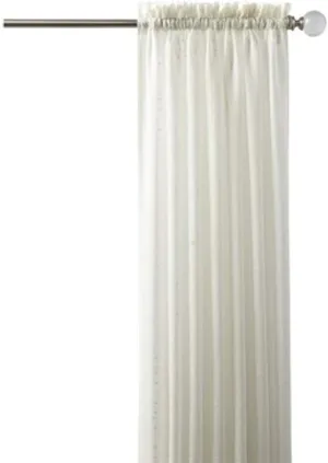 allen   roth Williamston 84-in Ivory/White Polyester Light Filtering Single Curtain Panel