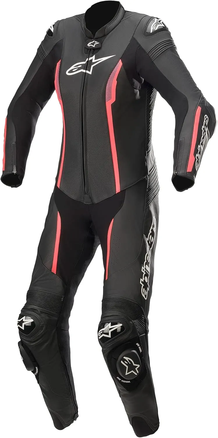 Alpinestars Women's Stella Missile v2 Leather One-Piece Suit (50) (BLACK/DIVA PINK/SLATE)