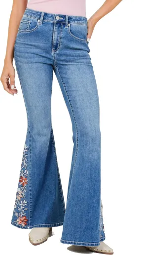 ALTAR'D STATE Women's High Rise Jeans, Ripped Denim with Button Closure, Blue and Black