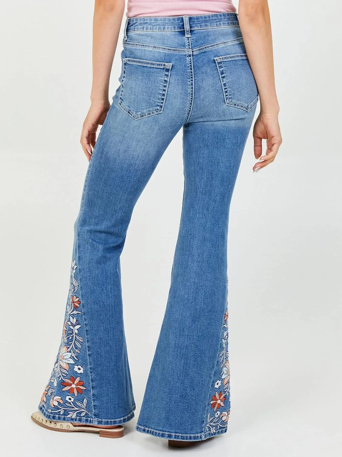 ALTAR'D STATE Women's High Rise Jeans, Ripped Denim with Button Closure, Blue and Black