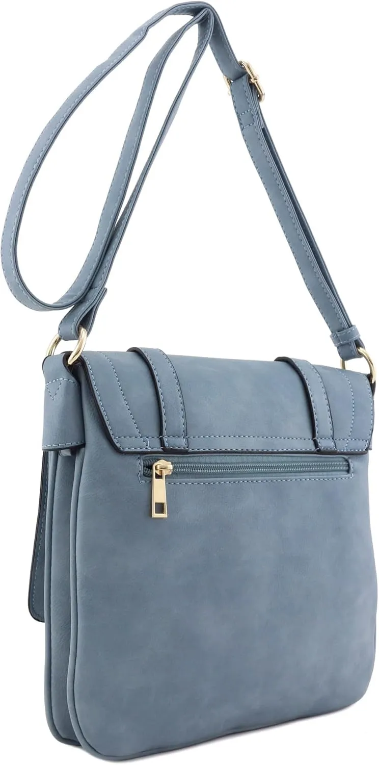 ALYSSA Double Compartment Large Flapover Crossbody Bag