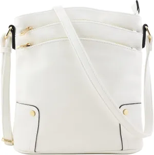 ALYSSA Triple Zip Pocket Large Crossbody Bag