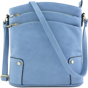 ALYSSA Triple Zip Pocket Large Crossbody Bag