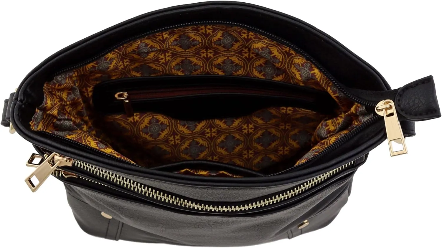 ALYSSA Triple Zip Pocket Large Crossbody Bag