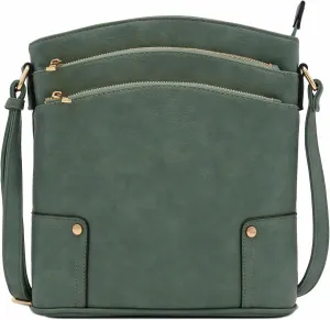 ALYSSA Triple Zip Pocket Large Crossbody Bag
