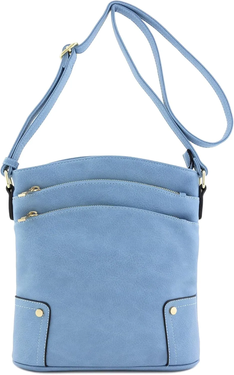 ALYSSA Triple Zip Pocket Large Crossbody Bag