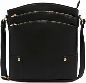 ALYSSA Triple Zip Pocket Large Crossbody Bag