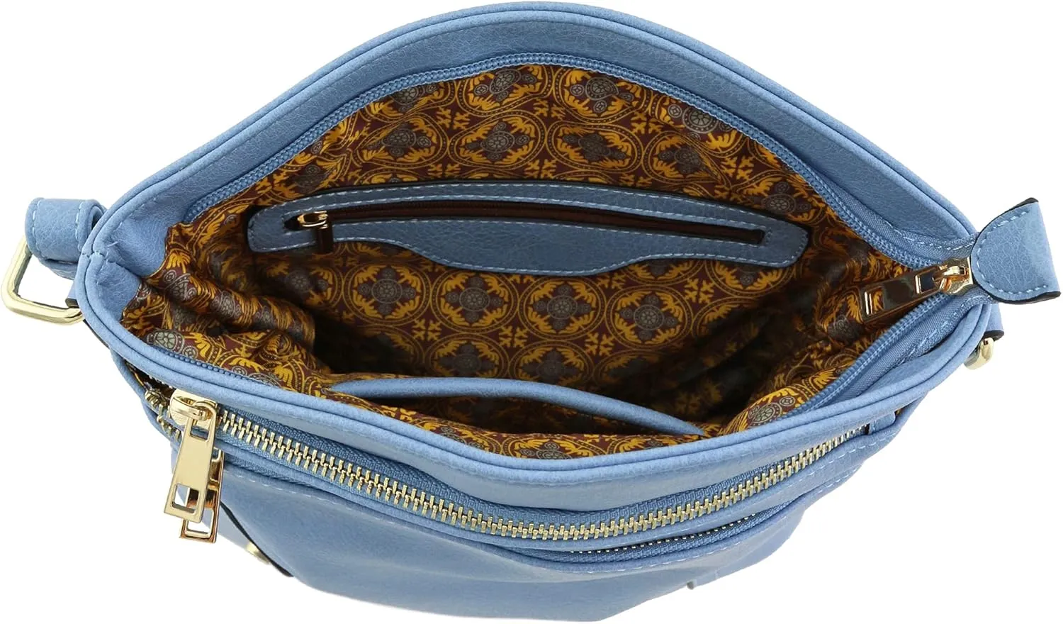 ALYSSA Triple Zip Pocket Large Crossbody Bag