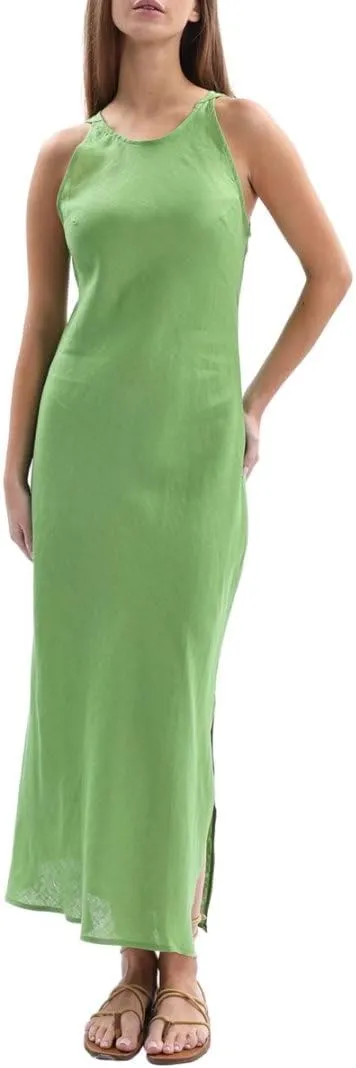 Amazhiyu Women's 100% Linen Summer Sleevelesss Splits Bodycon Maxi Dresses Casual