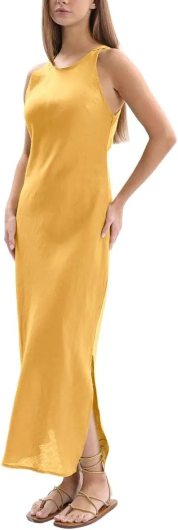 Amazhiyu Women's 100% Linen Summer Sleevelesss Splits Bodycon Maxi Dresses Casual