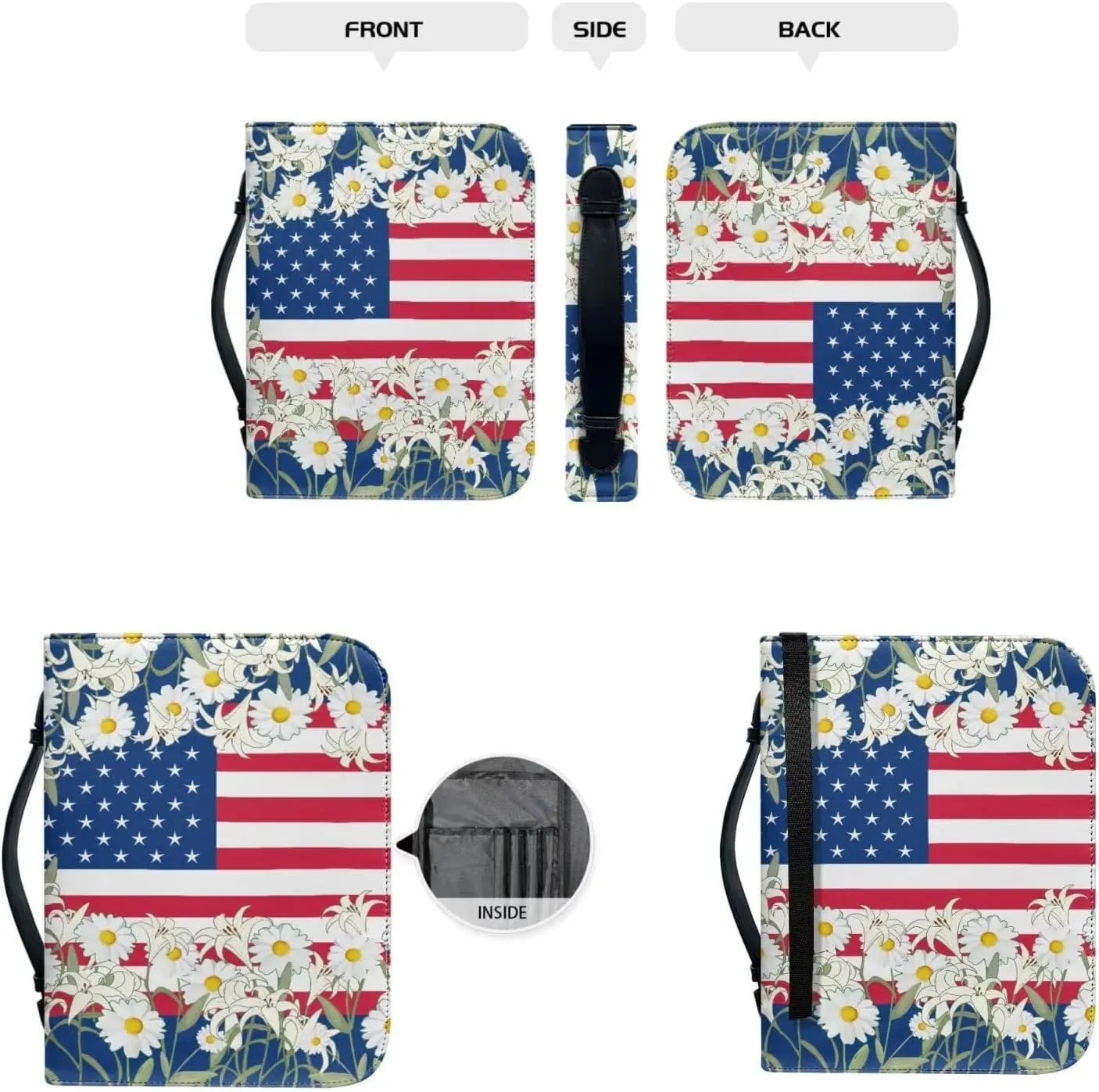 American Flag Bible Covers for Women Bible Carrying Case with Bookmark ZipperedChurch Bag Bible Protective