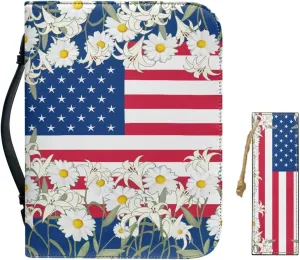 American Flag Bible Covers for Women Bible Carrying Case with Bookmark ZipperedChurch Bag Bible Protective