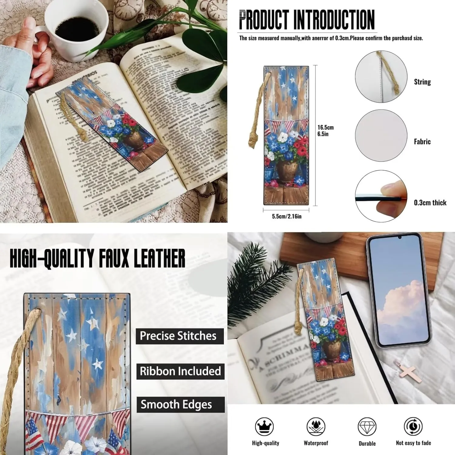 American Flag Bible Covers for Women Bible Carrying Case with Bookmark ZipperedChurch Bag Bible Protective