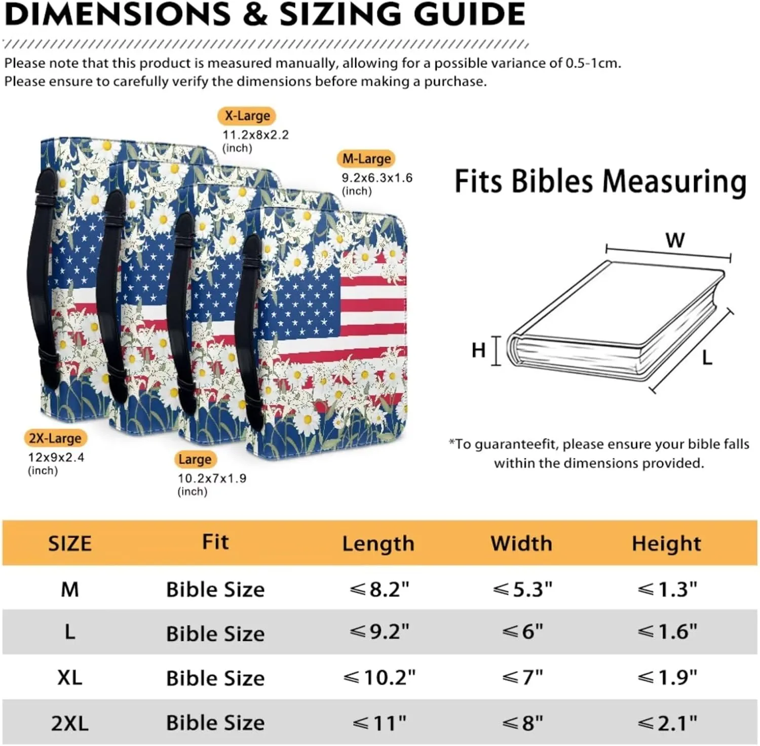 American Flag Bible Covers for Women Bible Carrying Case with Bookmark ZipperedChurch Bag Bible Protective