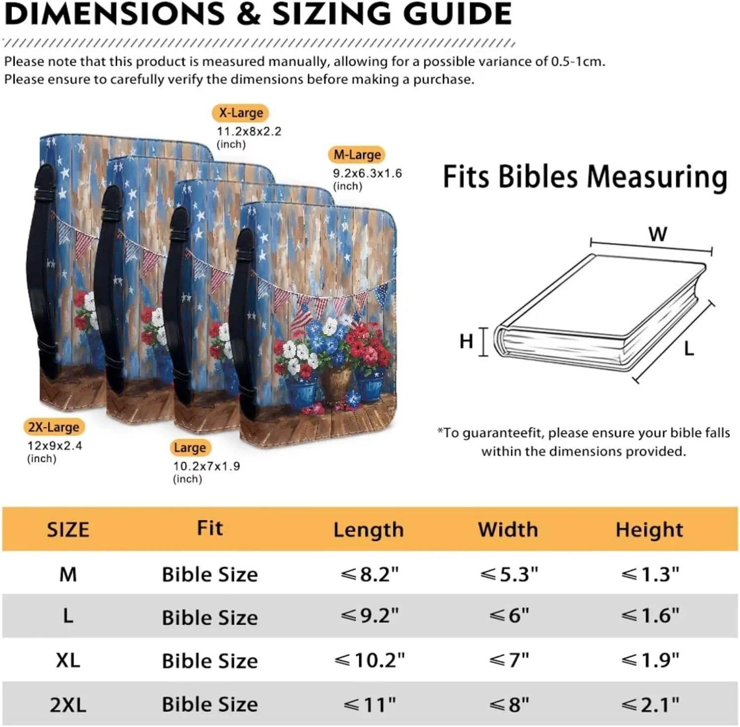 American Flag Bible Covers for Women Bible Carrying Case with Bookmark ZipperedChurch Bag Bible Protective