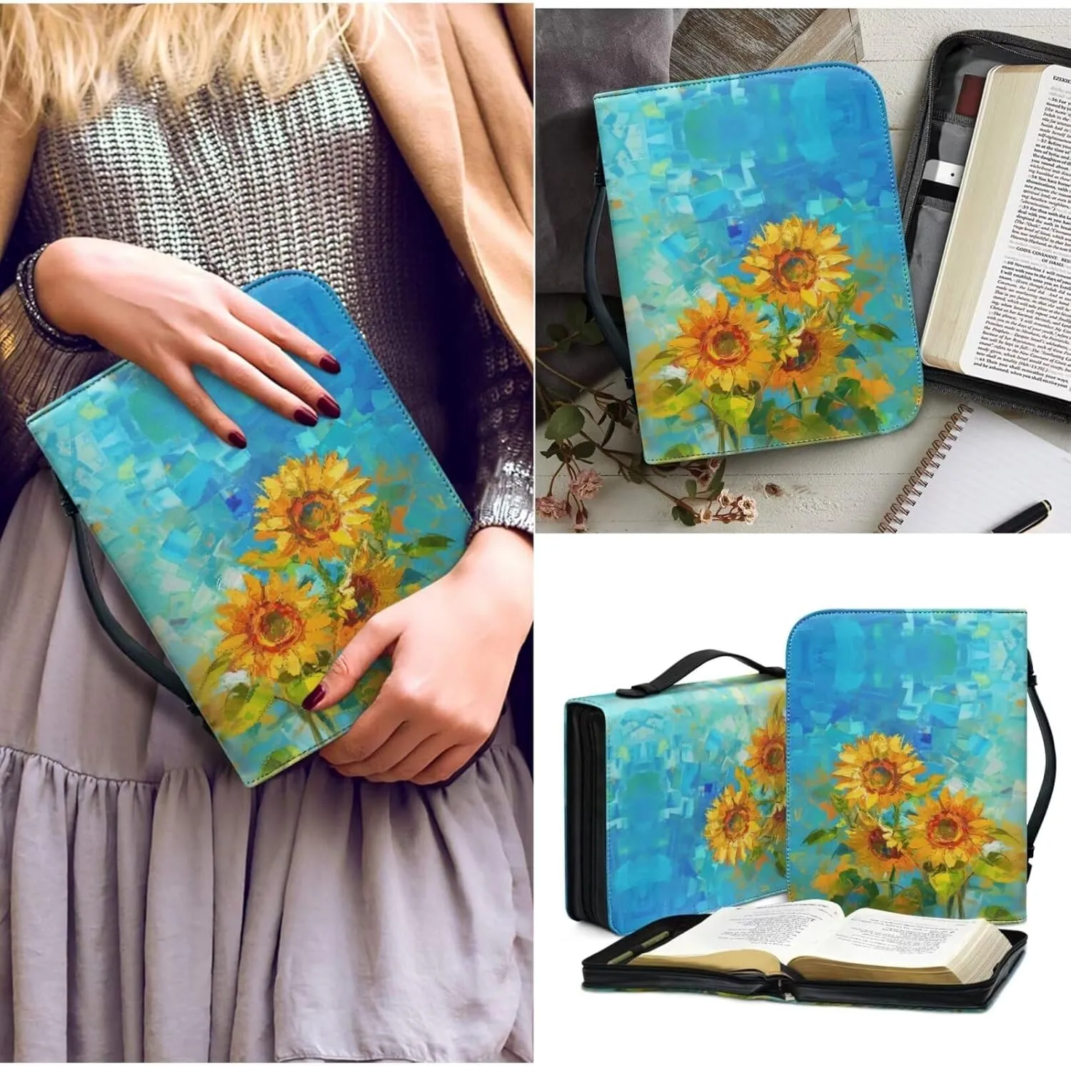 American Flag Bible Covers for Women Bible Carrying Case with Bookmark ZipperedChurch Bag Bible Protective