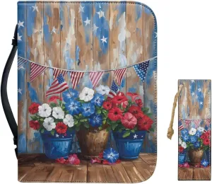 American Flag Bible Covers for Women Bible Carrying Case with Bookmark ZipperedChurch Bag Bible Protective
