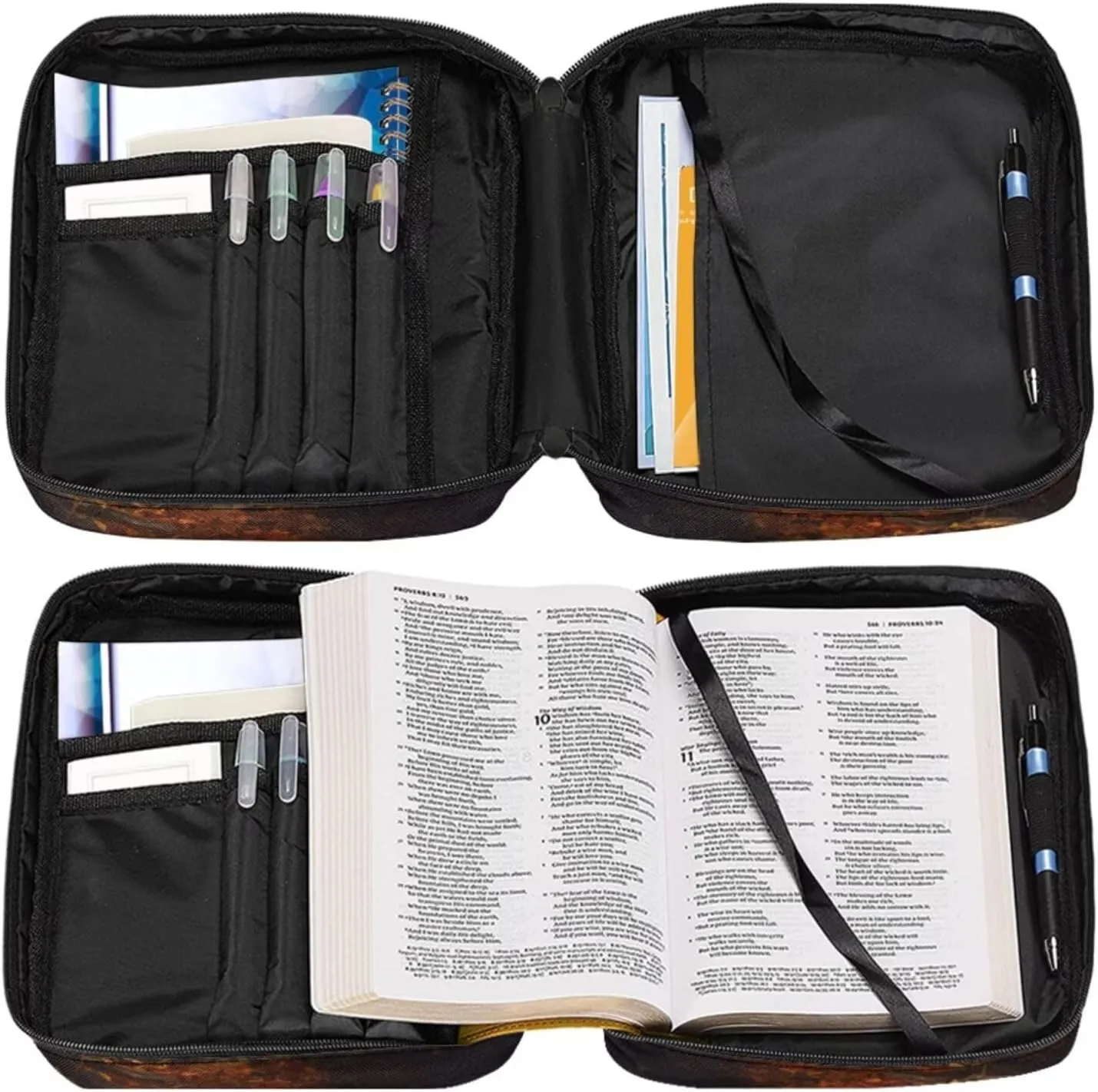 American Flag Tiger Print Bible Case Bible Bag 3 Piece Bible Carrying Case for Women Leather Bookmark Stylish Large Bible Covers