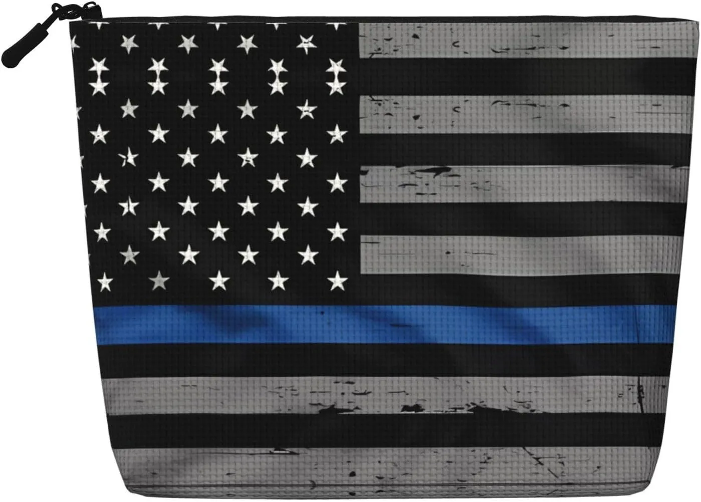 American Thin Blue Line Flag Versatile Toiletry Organizer: Fake Hemp Makeup Bag - Travel Toiletry Bag, Cosmetic Makeup Accessories Pouch