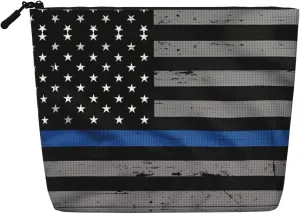 American Thin Blue Line Flag Versatile Toiletry Organizer: Fake Hemp Makeup Bag - Travel Toiletry Bag, Cosmetic Makeup Accessories Pouch