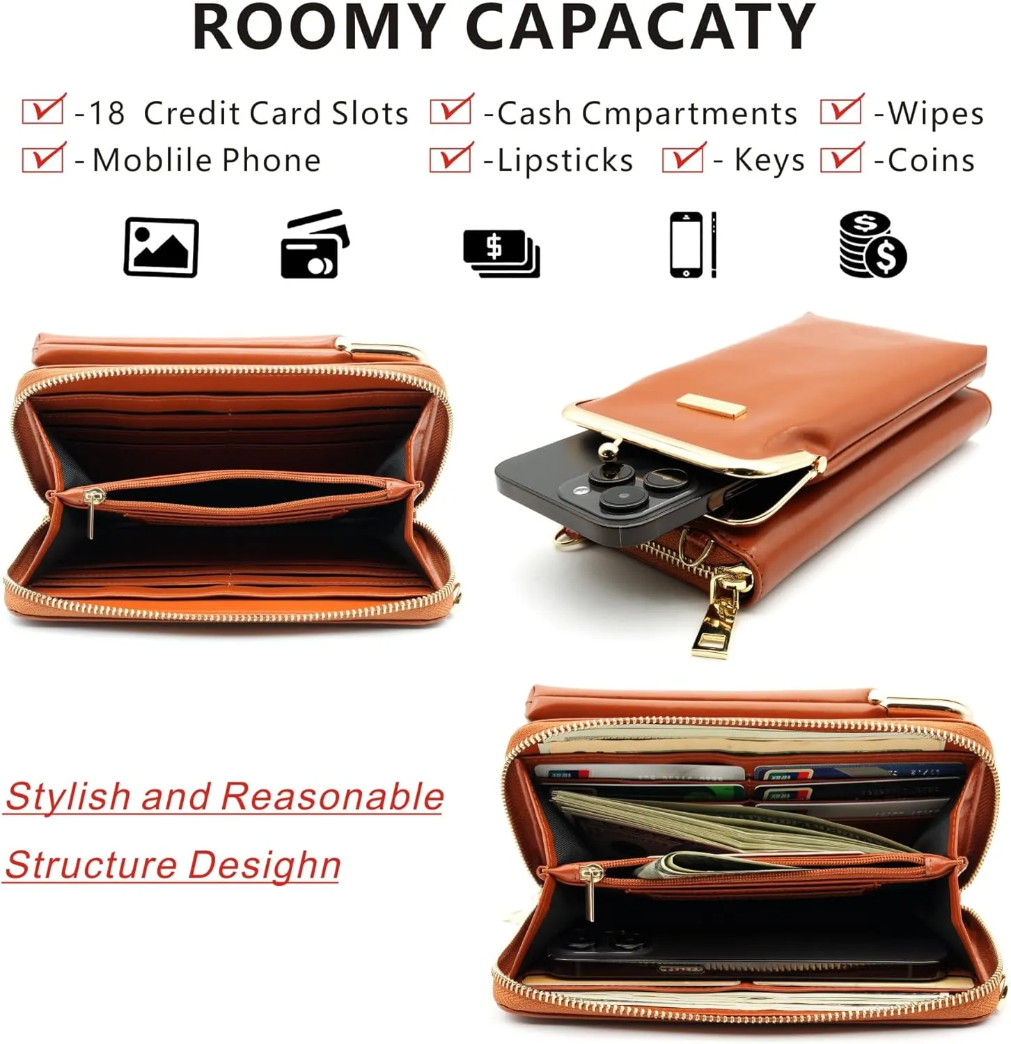 ANDOILT Small Crossbody bags Cell Phone Purses for Women Shoulder Travel Pouch Handbag Wallet with Credit Card Slots