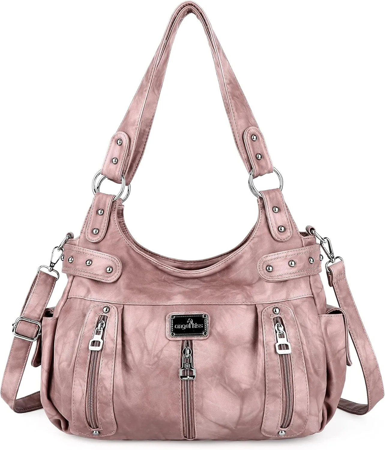 Angelkiss Large Purses and Handbags for Women Washed Faux Leather Crossbody Hobo Satchel Shoulder Handbag Tote Purse