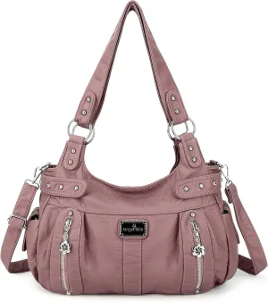 Angelkiss Large Purses and Handbags for Women Washed Faux Leather Crossbody Hobo Satchel Shoulder Handbag Tote Purse