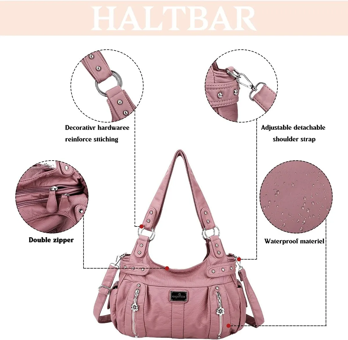 Angelkiss Large Purses and Handbags for Women Washed Faux Leather Crossbody Hobo Satchel Shoulder Handbag Tote Purse