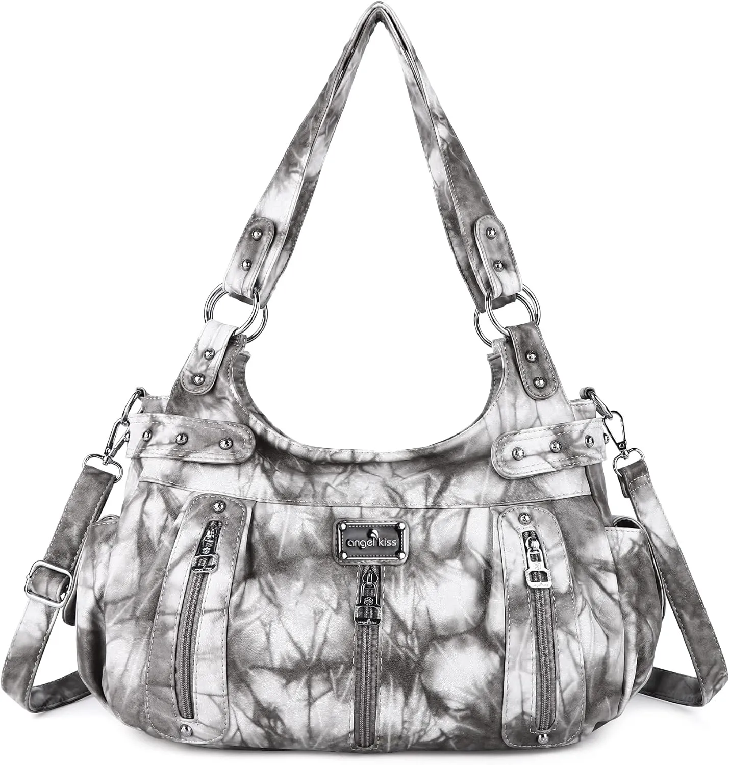 Angelkiss Large Purses and Handbags for Women Washed Faux Leather Crossbody Hobo Satchel Shoulder Handbag Tote Purse