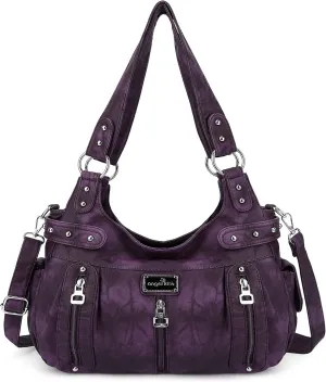 Angelkiss Large Purses and Handbags for Women Washed Faux Leather Crossbody Hobo Satchel Shoulder Handbag Tote Purse