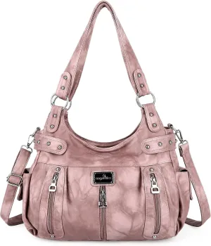 Angelkiss Large Purses and Handbags for Women Washed Faux Leather Crossbody Hobo Satchel Shoulder Handbag Tote Purse