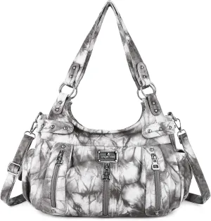 Angelkiss Large Purses and Handbags for Women Washed Faux Leather Crossbody Hobo Satchel Shoulder Handbag Tote Purse