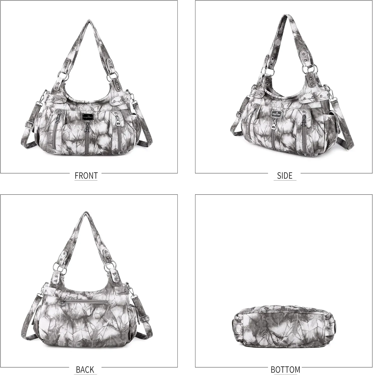 Angelkiss Large Purses and Handbags for Women Washed Faux Leather Crossbody Hobo Satchel Shoulder Handbag Tote Purse