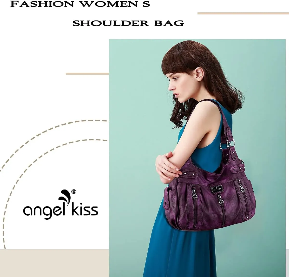Angelkiss Large Purses and Handbags for Women Washed Faux Leather Crossbody Hobo Satchel Shoulder Handbag Tote Purse