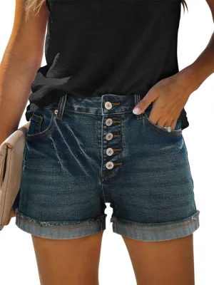 Angerella Women's Denim Shorts Mid Rise Ripped Jean Short