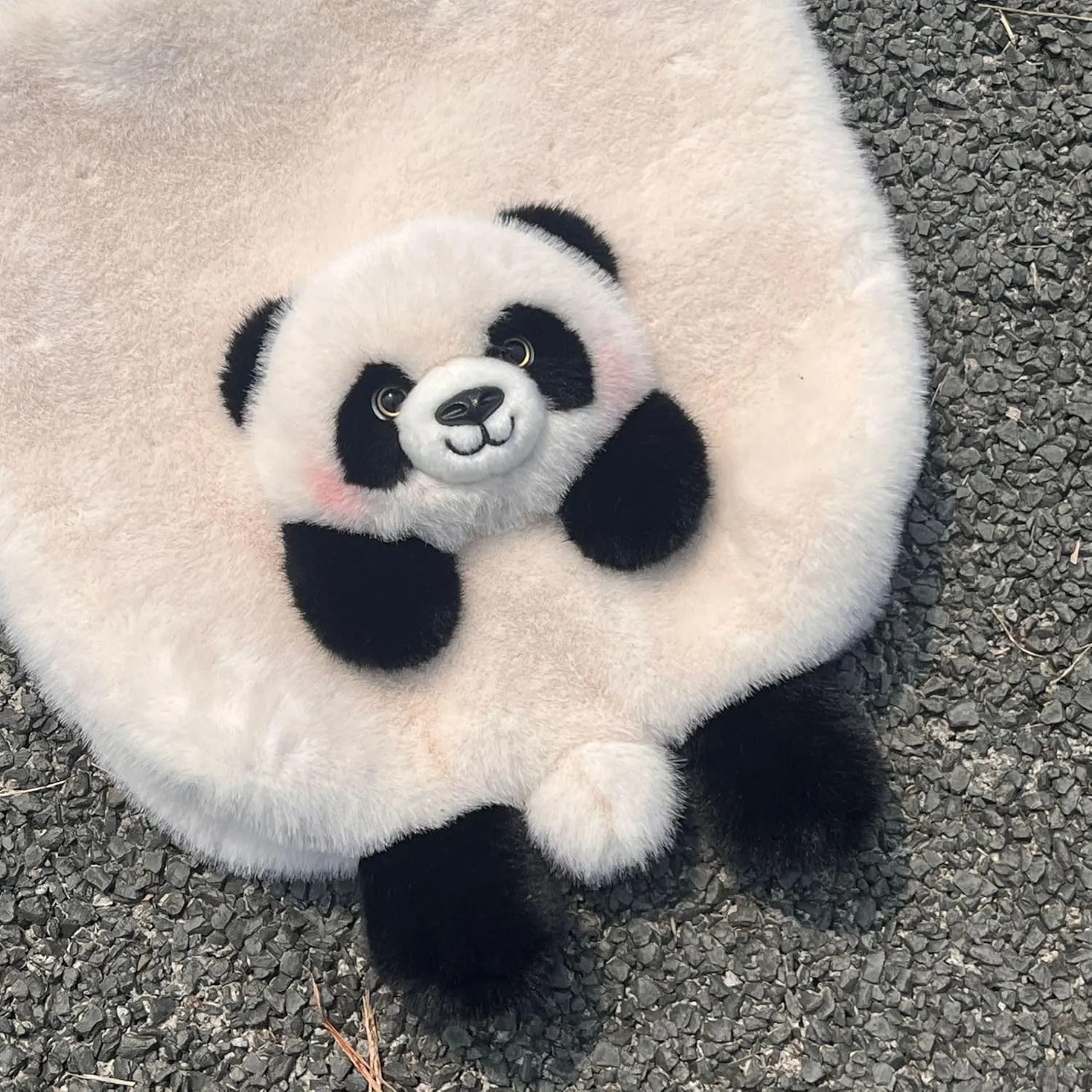 Animal Plush Shoulder Bag Large Capacity Cute Panda Furry Slouchy Tote