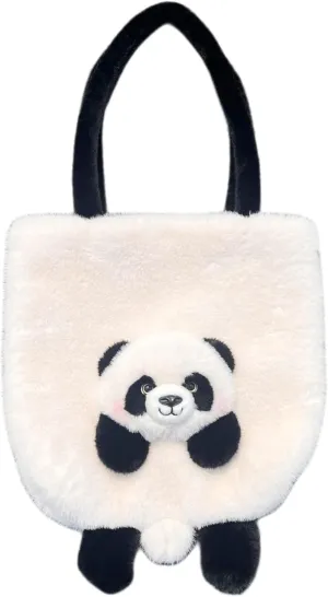 Animal Plush Shoulder Bag Large Capacity Cute Panda Furry Slouchy Tote