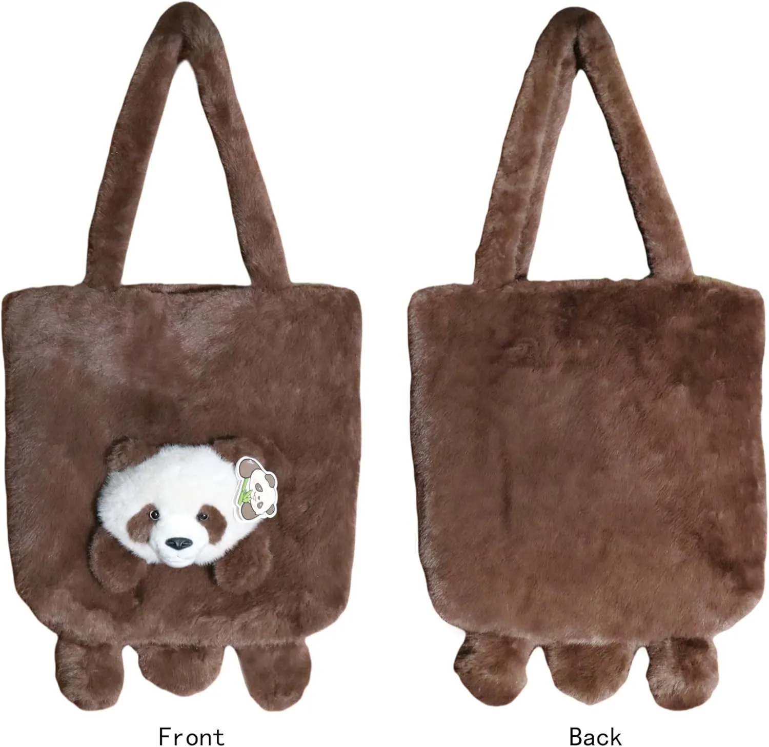 Animal Plush Shoulder Bag Large Capacity Cute Panda Furry Slouchy Tote