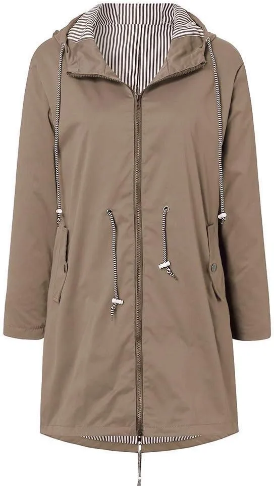 Aniywn Raincoat Women Waterproof Long Hooded Trench Coats Windbreaker Travel Jacket Lightweight Fall Outwear Tops Jacket