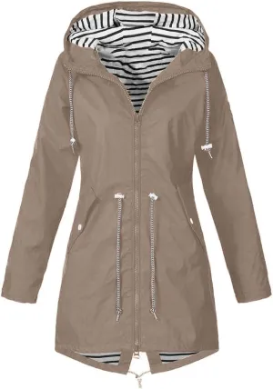 Aniywn Raincoat Women Waterproof Long Hooded Trench Coats Windbreaker Travel Jacket Lightweight Fall Outwear Tops Jacket