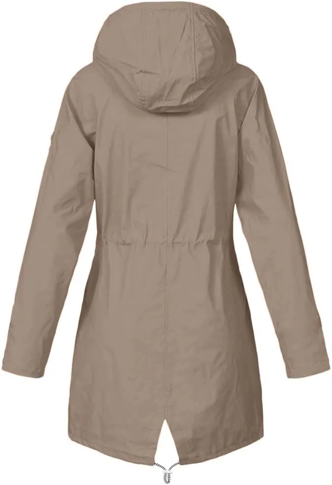 Aniywn Raincoat Women Waterproof Long Hooded Trench Coats Windbreaker Travel Jacket Lightweight Fall Outwear Tops Jacket