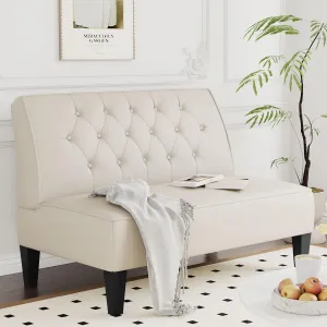 annjoe Button Tufted Loveseat Settee Upholstered Sofa Backrest Buckle Couch Banquette Bench for Dining Room Living Room Bedroom Funiture
